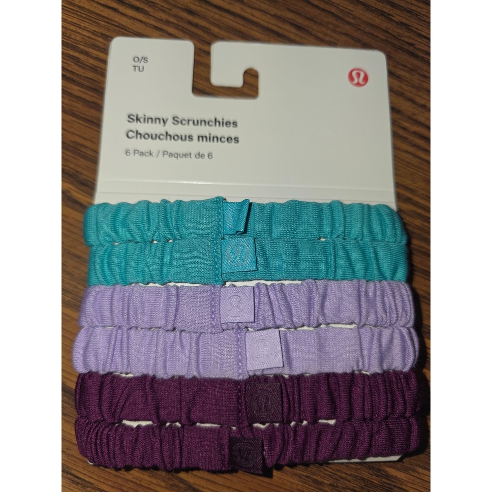 Lululemon Skinny Scrunchies 6 Pack Teal Purple Plum LW9GN4S O/S NEW